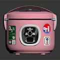 Pink Rice Cooker With Round Design Handle Control Panel And Brand Stickers