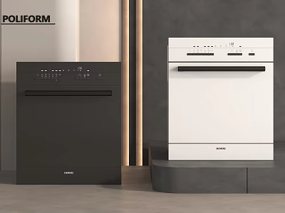 Modern Built In Kitchen Appliances With Black And White Sleek Design For Contemporary Kitchen 3d model