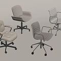 Modern Office Chairs With Sleek Design Multiple Units And Rolling Wheels For Workspace 3d model
