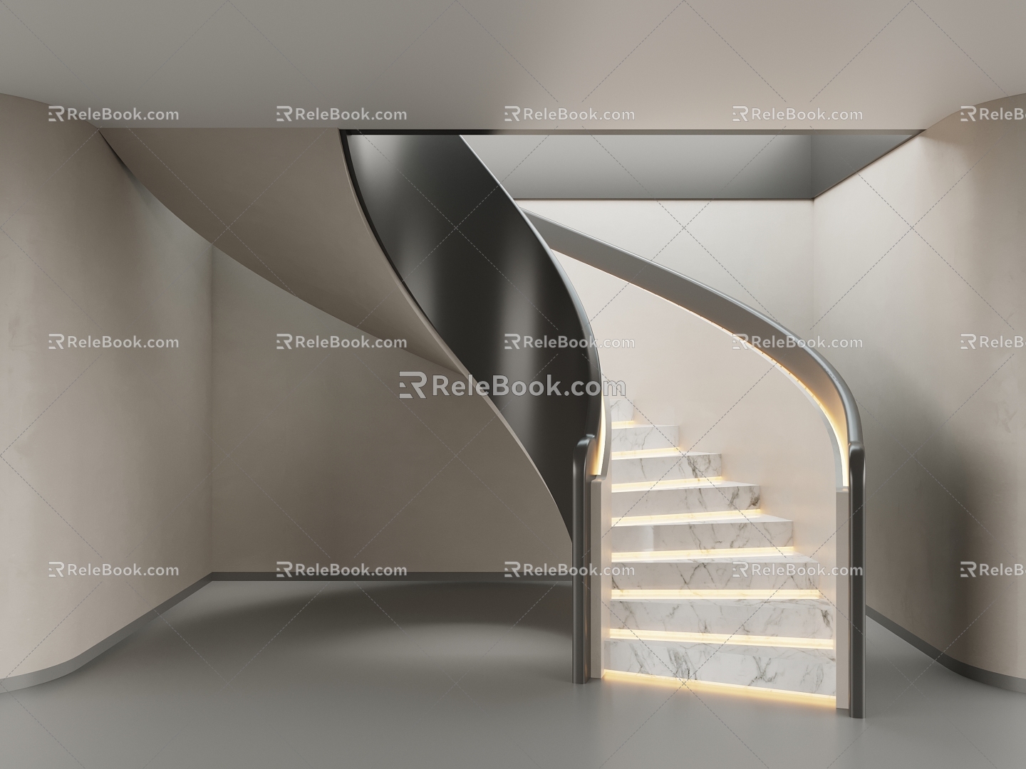 modern staircase revolving staircase arc staircase 3d model