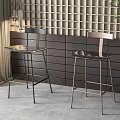 Modern Bar Stools With Metal Frame Transparent Seat Grid Wall And Cabinet Interior 3d model