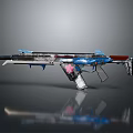 Decorated Assault Rifle With Blue Pink Patterns Detailed Design And Functional Parts