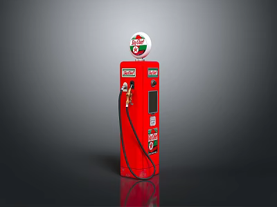 Red Shell Fuel Dispenser With Digital Display And Fuel Nozzle 3d model