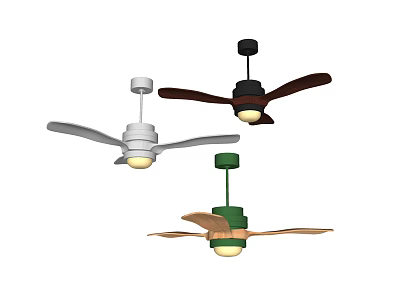 Various Air Cooling Fans with Modern Design and Built-in Lights in Different Colors 3d model