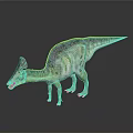 Toy Dinosaur Character With Red Crest Green White Body And Spotted Skin Texture Figure