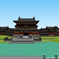 Ancient Chinese Architecture With Traditional Courtyard Plaza Stone Pavements And Classic Roof Structures
