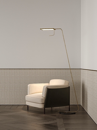 Modern leisure chair floor lamp combination 3d model