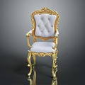 Elegant Accent Chair With Golden Carved Frame Gray Tufted Backrest Upholstered Seat And Ornate Armrests