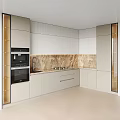 Elegant Modern Kitchen Interior With White Cabinets And Marble Backsplash Design 3d model