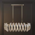 Modern Clear Glass Chandelier With Gold Metal Frame And Hanging Decorative Pieces