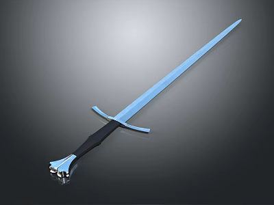 Medieval Fantasy Sword Featuring Silver Blade Black Hilt And Ornate Design 3d model