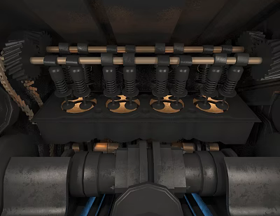 Detailed Car Engine Internal Mechanical Structure With Valves Springs And Gears 3d model