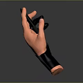Black Fashion Gloves Displayed On Orange Mannequin Hand Against Dark Background