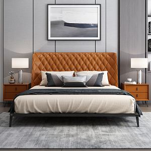 Modern Background Double Bed Side Orange 3d model