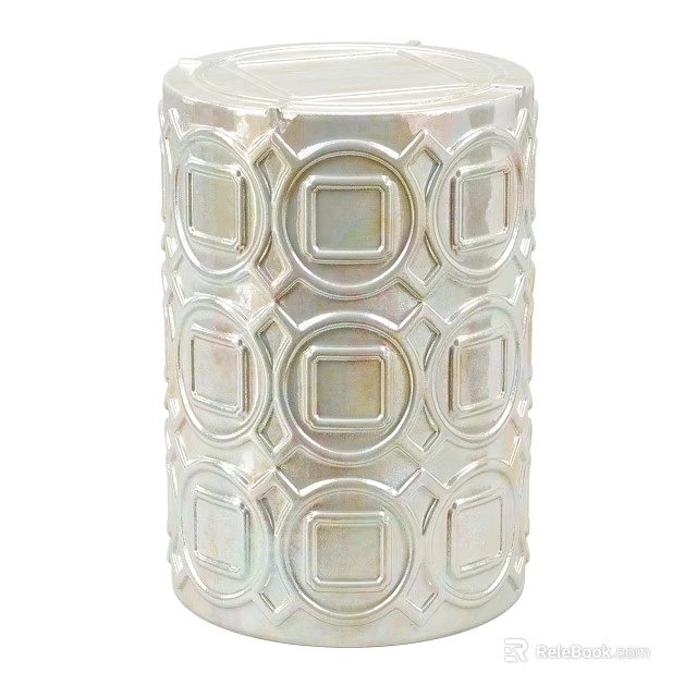 Elegant Dressing Table Decorative Cylinder With Pearlescent Surface And Geometric Embossed Patterns 3d model