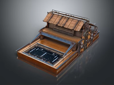 Vintage Mechanical Car Model With Wooden Structure And Metal Gear Details 3d model