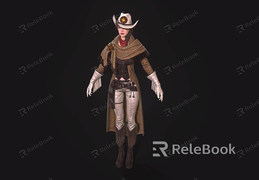 Cowgirl Woman Foreigner Anime Characters model