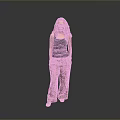 Red Haired Woman Wearing Black Tank Top Brown Pants Standing On Reflective Floor Gray Background