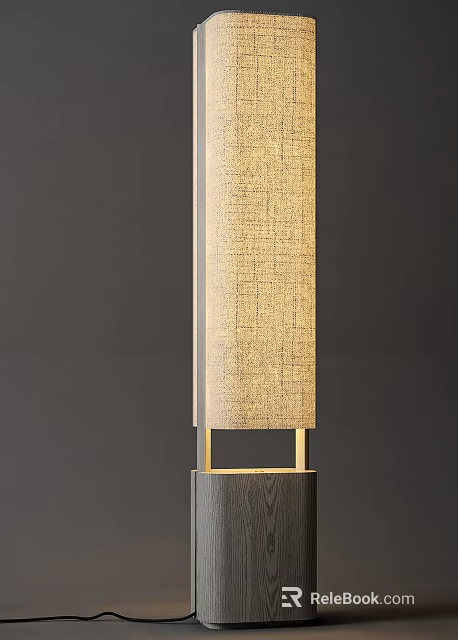 Modern Minimalist Table Lamp With Woven Fabric Shade And Metal Frame Base 3d model 