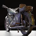 Vintage Motorcycle With Rusty Metal Body And Classic Design Details