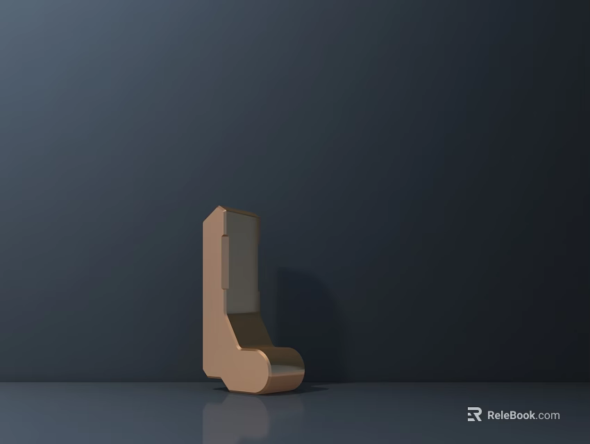 Modern Golden Door Handle Design With Shiny Surface On Dark Background 3d model 