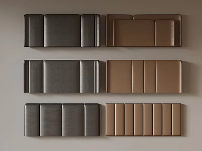 Modern Upholstered Headboards In Gray And Brown Panel Section Styles 3d model