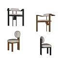 Modern Dining Chairs with Wooden Frames Fabric Seats and Neutral Color Tones