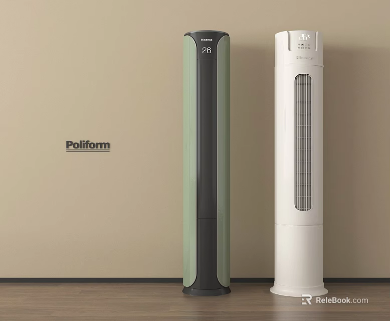 Pulfonn Tower Air Cooler Fan With Digital Display Black Green And White 3d model 