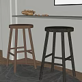 Bar Stool Solid Wood Bar Stool Fruit Plate 3d model
