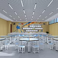 Bright Classroom Interior With Neat Desks Chairs Blackboards Red Flag And Wall Slogans