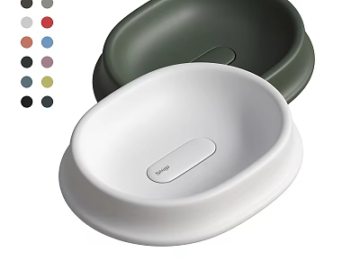 Modern Washbasin with White Dark Green Simple Design and Multiple Color Options 3d model