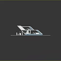 Modern Blue And White Exhibition Stand With Staircases Steps Railings And Panels