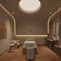 Elegant Modern Beauty Salon Interior With Warm Reception Counter And Comfortable Waiting Lounge Space
