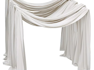 Elegant White Ceiling Drapery With Flowy Wrinkled Design For Wedding Decoration 3d model