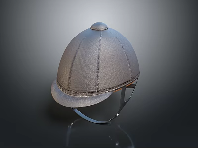 Classic Leather Equestrian Helmet With Rounded Top Stitched Design And Safety Brim For Riding 3d model