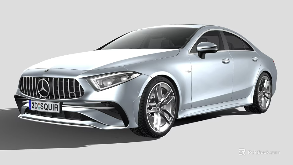 Silver Mercedes Coupe With Sleek Design Front Grille And Alloy Wheels 3d model 
