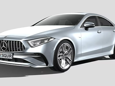 Silver Mercedes Coupe With Sleek Design Front Grille And Alloy Wheels 3d model