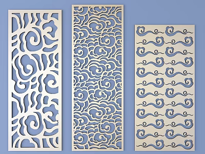 Classic Chinese Carved Windows With Three Different Intricate Patterns And Designs 3d model