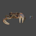 Realistic Crab Figure With Colorful Rubik's Cube On Gray Background