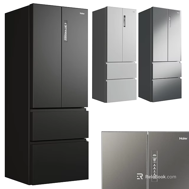 Modern Refrigerators And Freezers In Black Silver With Sleek Design For Home 3d model 