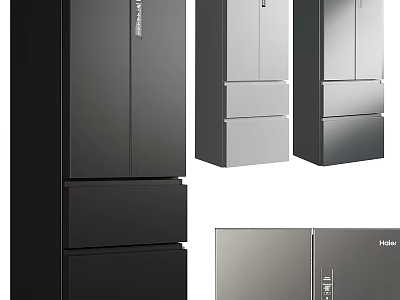 Modern Refrigerators And Freezers In Black Silver With Sleek Design For Home 3d model