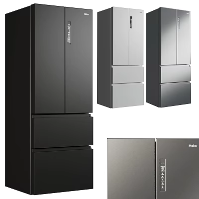 Modern Refrigerators And Freezers In Black Silver With Sleek Design For Home 3d model