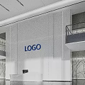 Modern Minimalist Bright Office Reception Lobby With Sleek White Counter And Elegant Wall Art Decoration