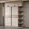 Modern Wardrobe Interior Design With Sliding Doors Open Shelves And Metal Accents