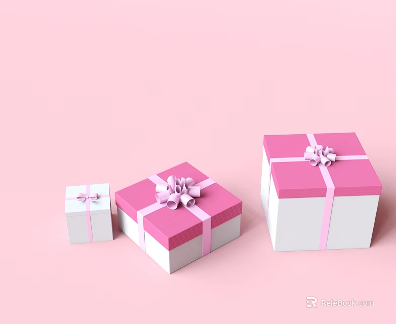 Pink And White Hinged Doors With Decorative Pink Bowknots On Pink Background 3d model 