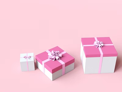 Pink And White Hinged Doors With Decorative Pink Bowknots On Pink Background 3d model