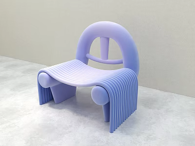 Light Purple Modern Leisure Chair With Curved Backrest And Striped Seat Design 3d model