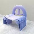 Light Purple Modern Leisure Chair With Curved Backrest And Striped Seat Design