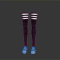 Black Over The Knee Socks with White Stripes Paired with White Sneakers