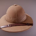 Classic Brown Felt Hat With Wide Brim And Leather Strap Design 3d model